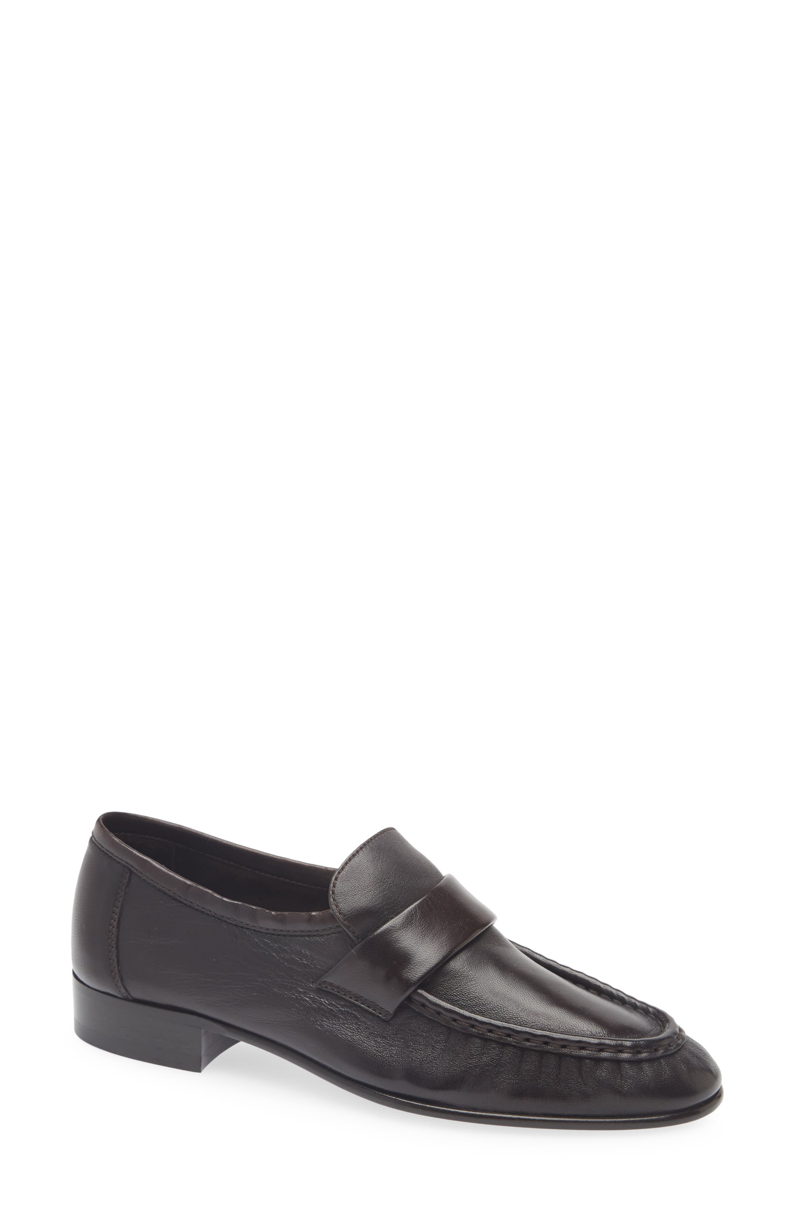 The Row Soft Loafer, Main, color, Dark Brown