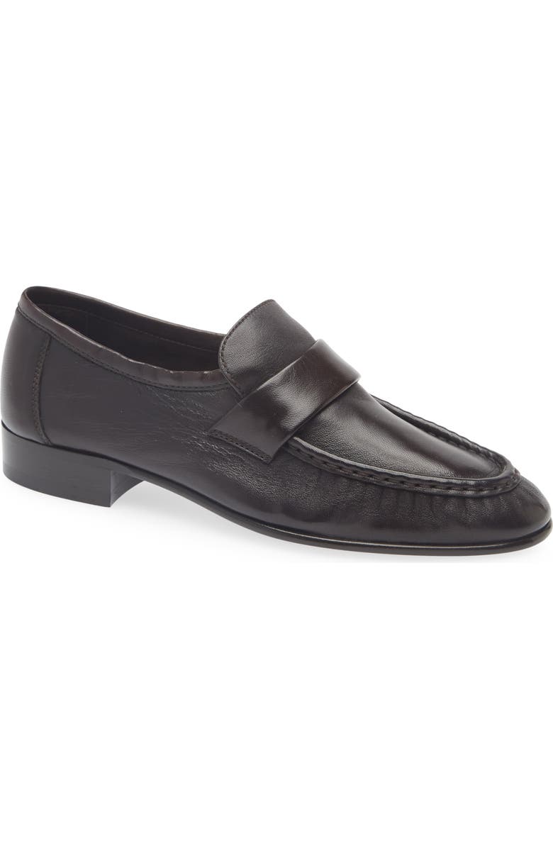 The Row Soft Loafer, Main, color, Dark Brown