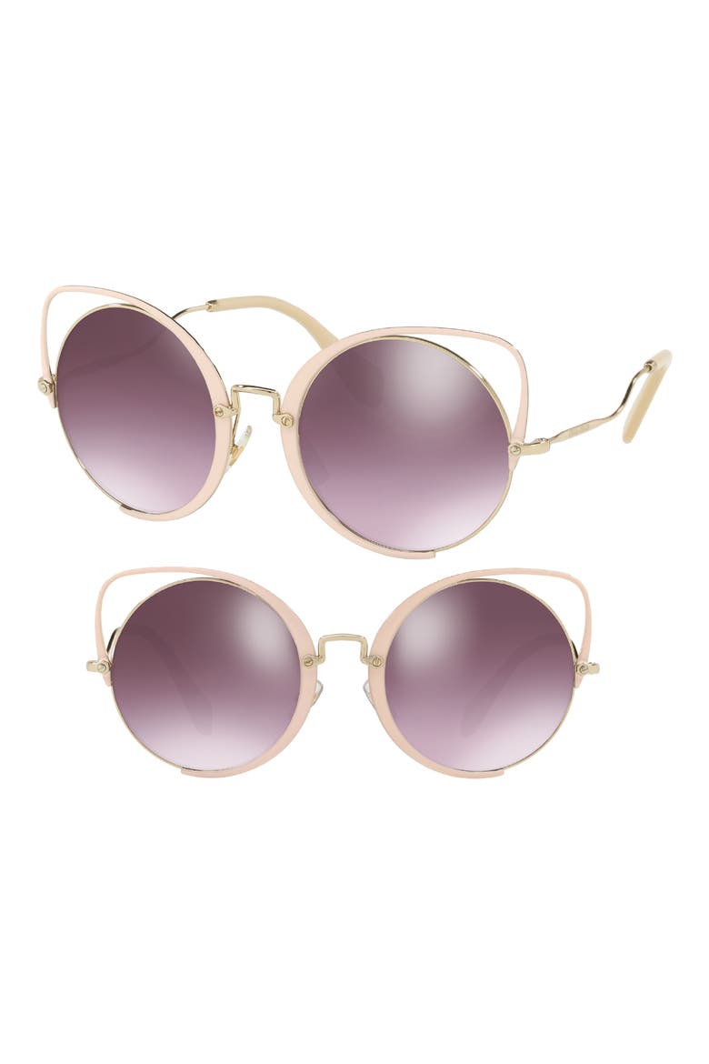 54mm Round Lens Cat Eye Sunglasses, Main, color, PEACH