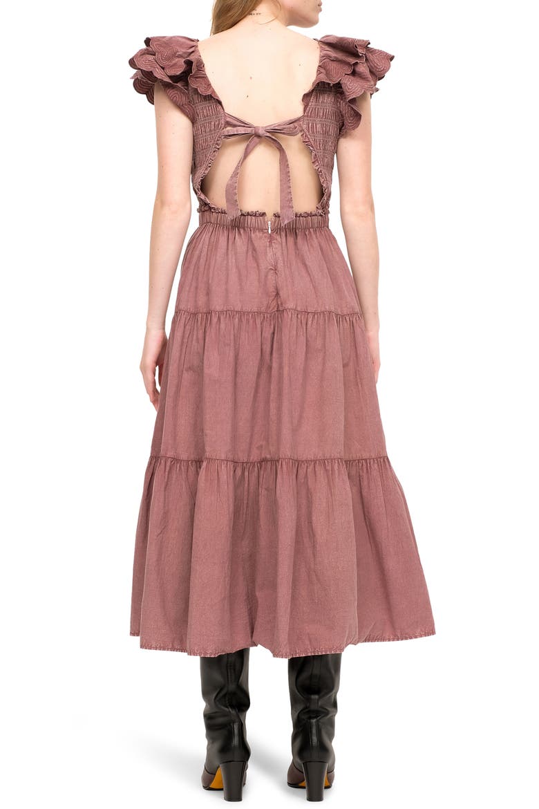 Heidi Flutter Sleeve Tiered Dress, Alternate, color, ROSE