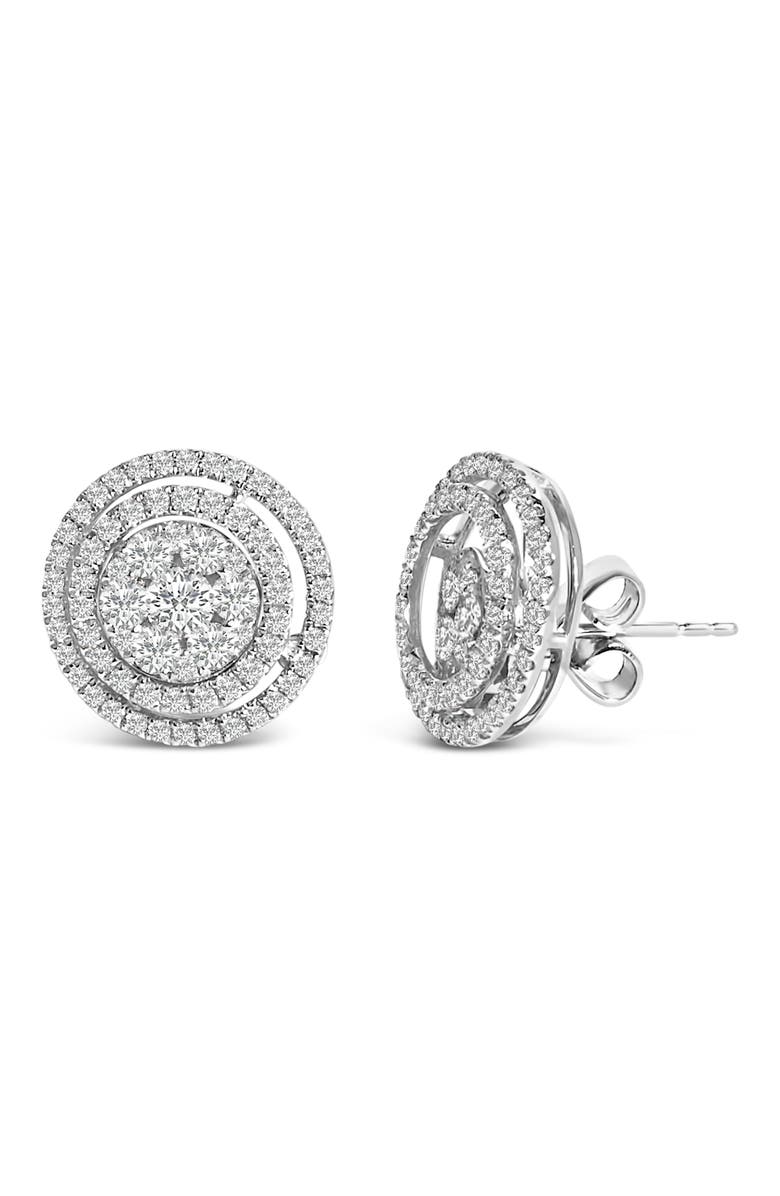 Haus of Brilliance 14K Gold 1 3/8 Cttw Diamond Cluster and Double Halo Stud Earring, Alternate, color, White