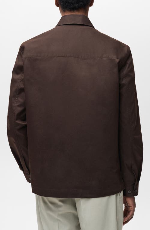 Mango Regular Fit Cotton Blend Button-up Overshirt In Chocolate