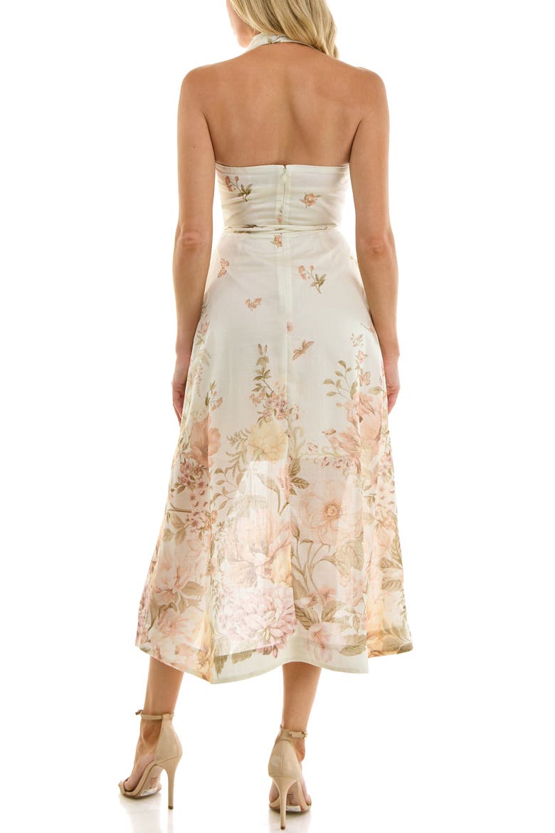 Midi Halter Dress, Alternate, color, IVORY/ TAUPE FLORAL