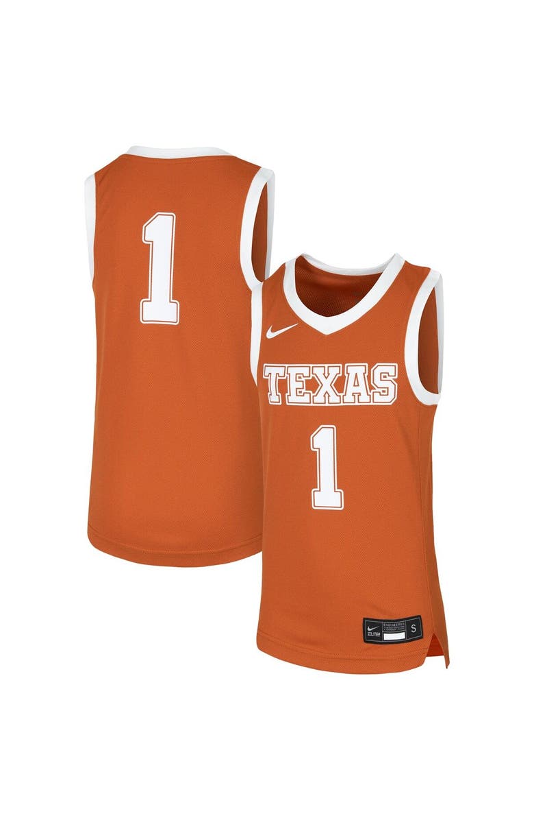 Nike Youth Nike #1 Orange Texas Longhorns Replica Team Basketball Jersey, Main, color, Burnt Orange