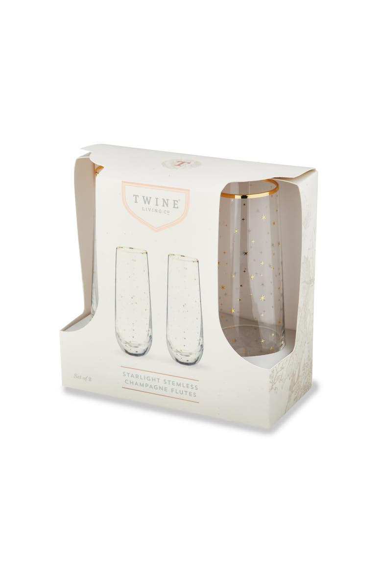 Starlight Stemless Champagne Flutes Set of 2, Alternate, color, Gold
