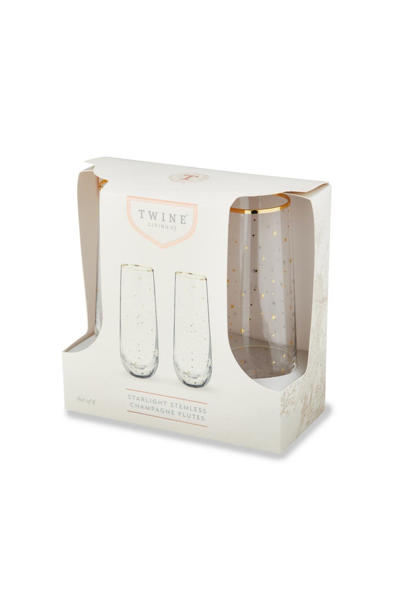 TWINE Starlight Stemless Champagne Flutes Set of 2, Alternate, color, Gold
