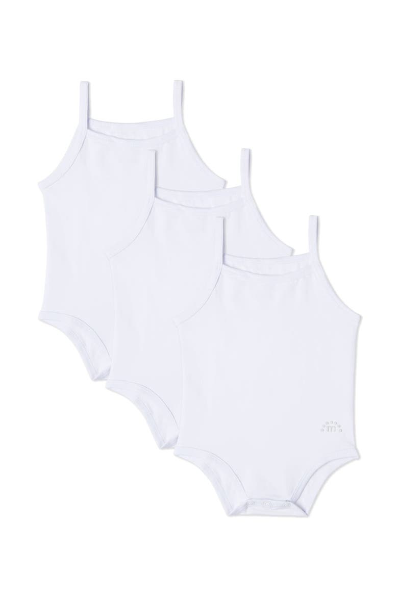 3 Pair Pack Baby and Toddler Combed Cotton Bodysuits, Main, color, White White White