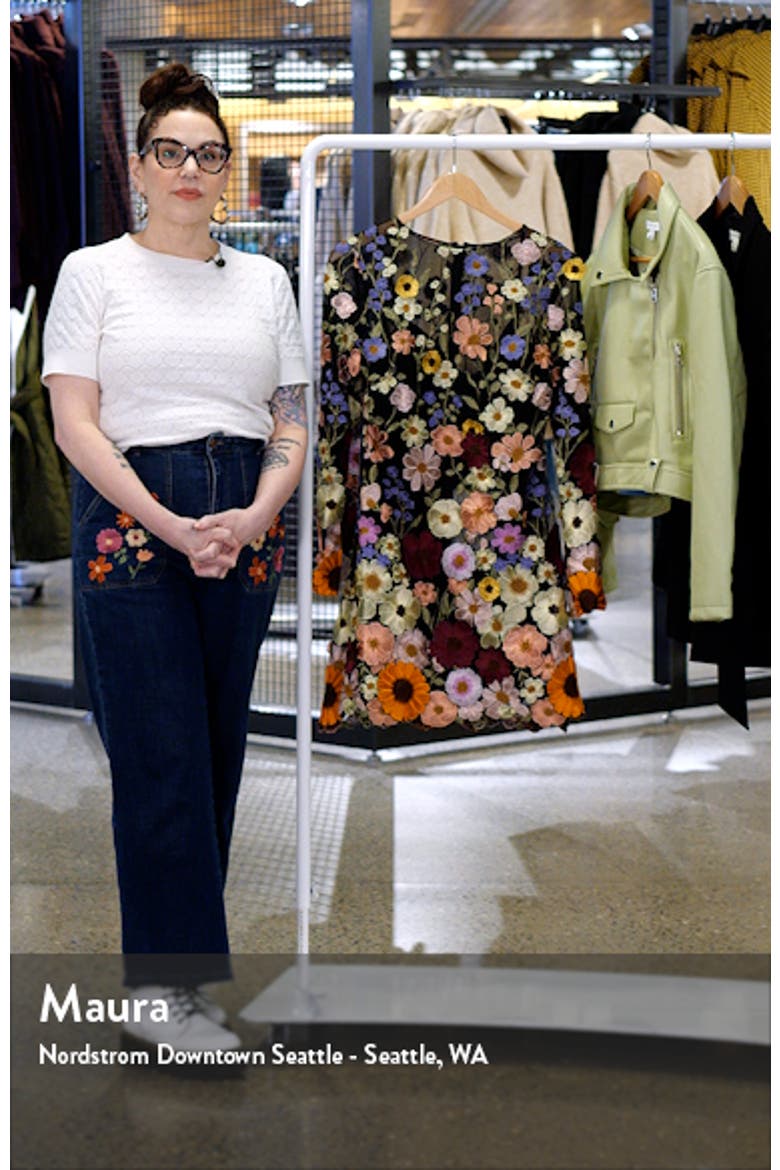Embroidered Floral Long Sleeve Mesh Minidress video