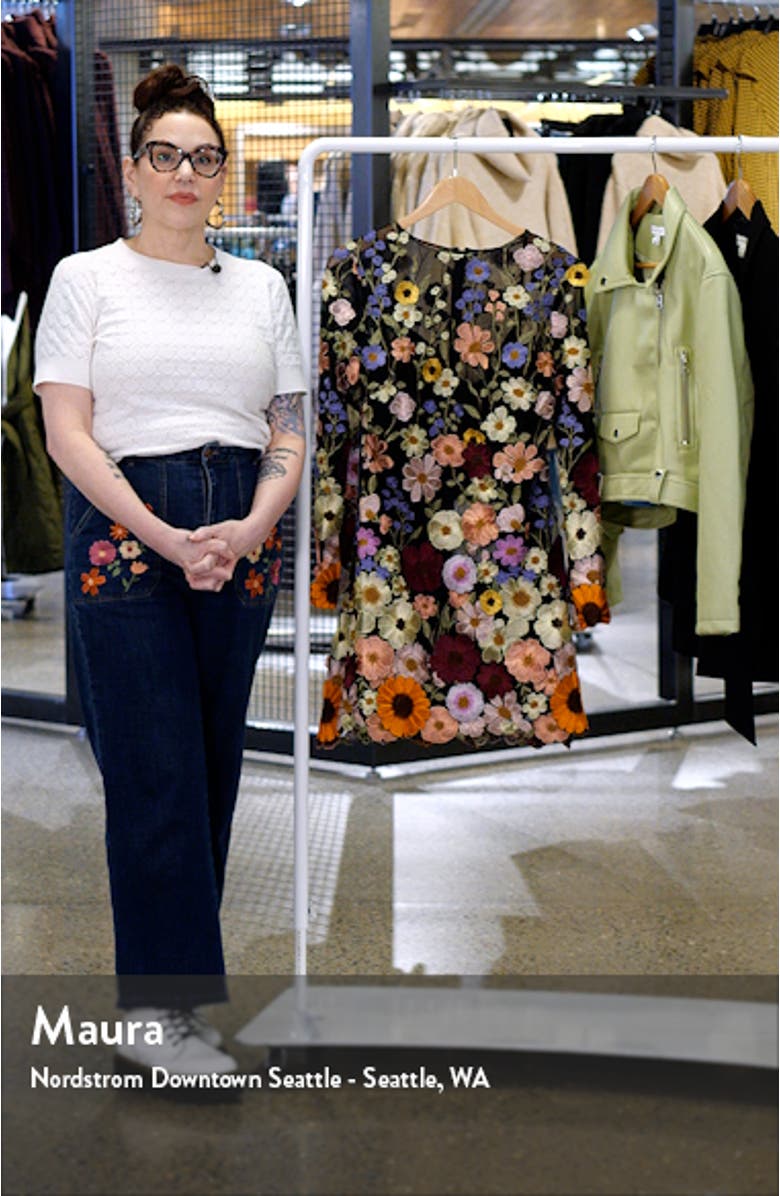 Embroidered Floral Long Sleeve Mesh Minidress, sales video thumbnail