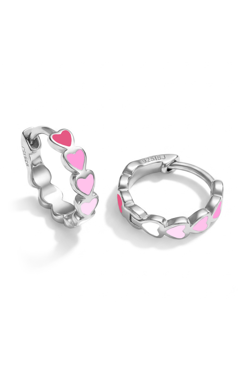 Heart Cascade Huggie Hoops, Main, color, Pink