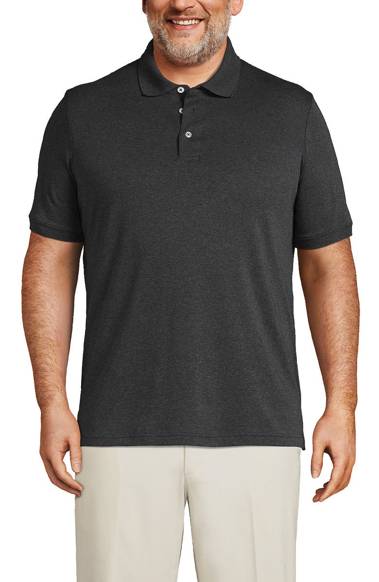 Lands' End Short Sleeve Cotton Supima Polo Shirt, Alternate, color, Dark Charcoal Heather