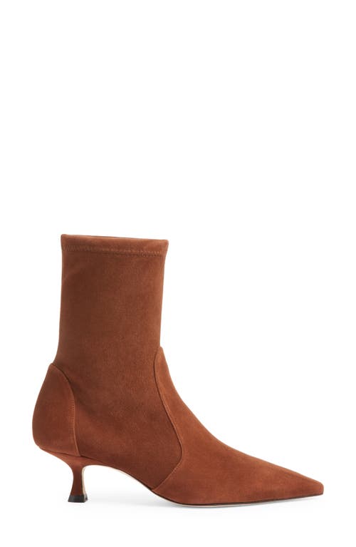 Stuart Weitzman Naomi 50 Bootie In Deep Coffee Stretch Suede