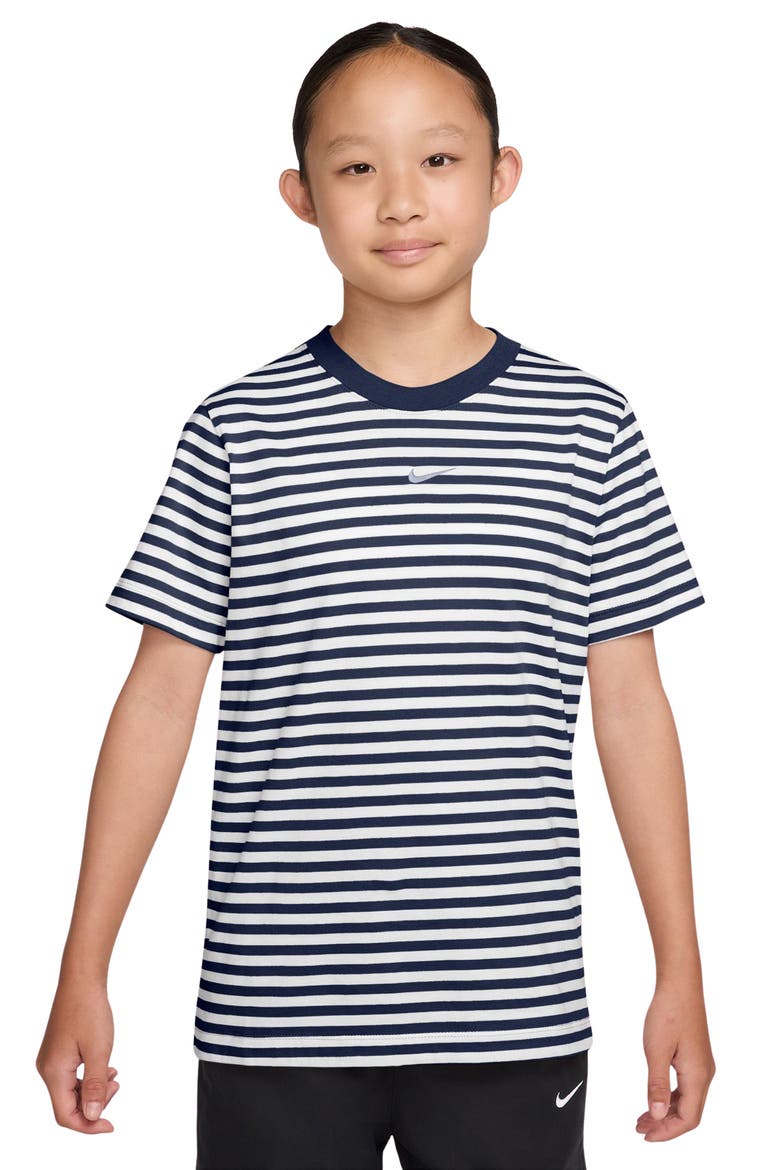 Kids' Sportswear Stripe T-Shirt, Main, color, MIDNIGHT NAVY/ WHITE