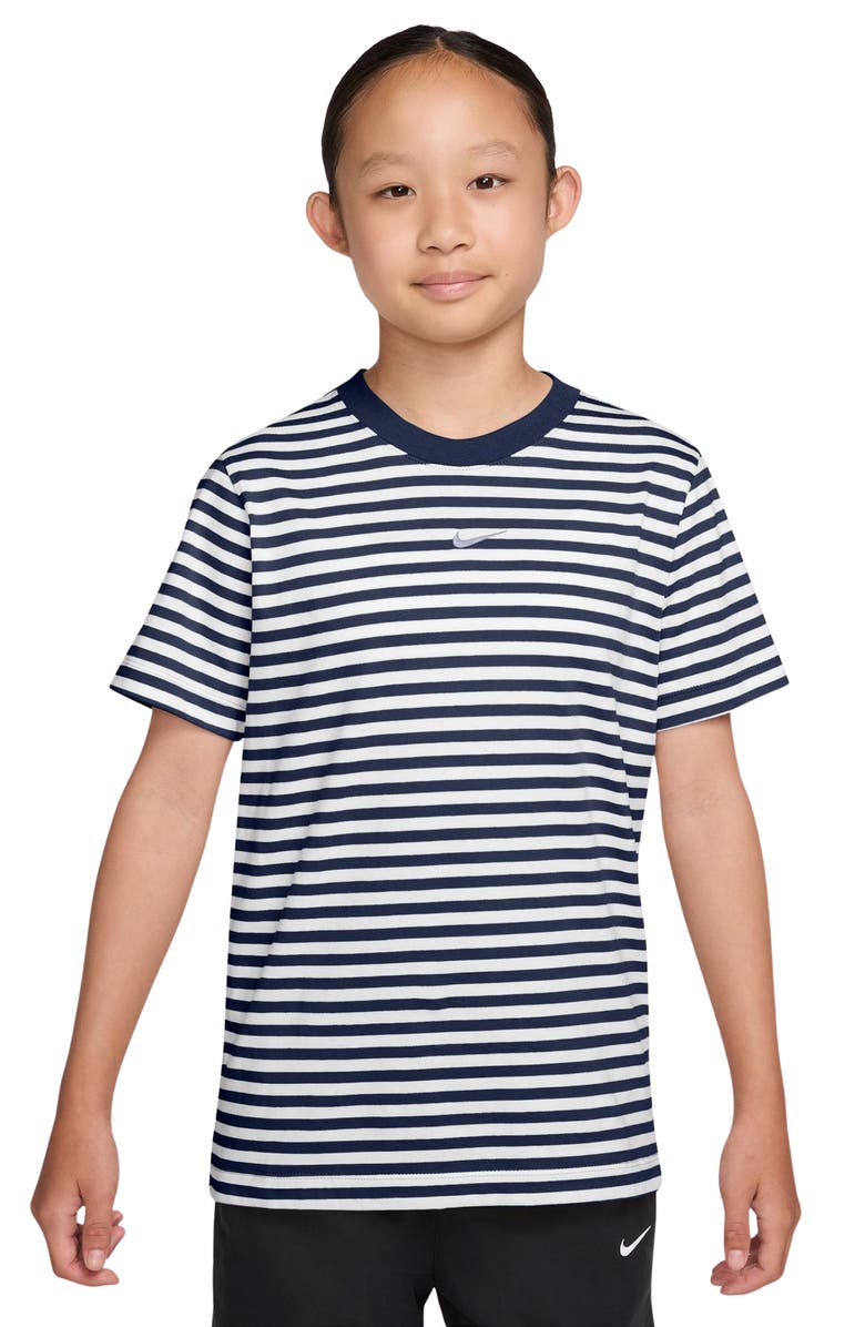 Nike Kids' Sportswear Stripe T-Shirt, Main, color, Midnight Navy/ White