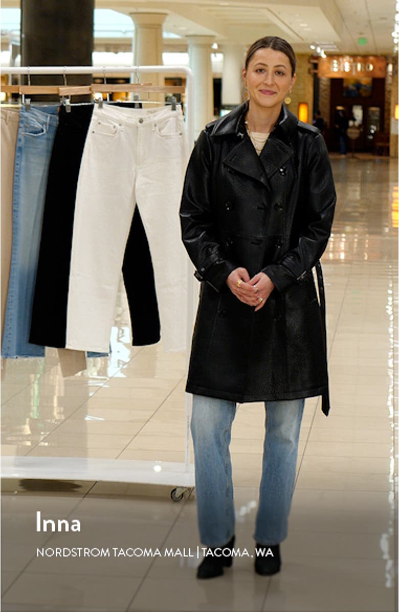 Double Breasted Faux Leather Coat, sales video thumbnail