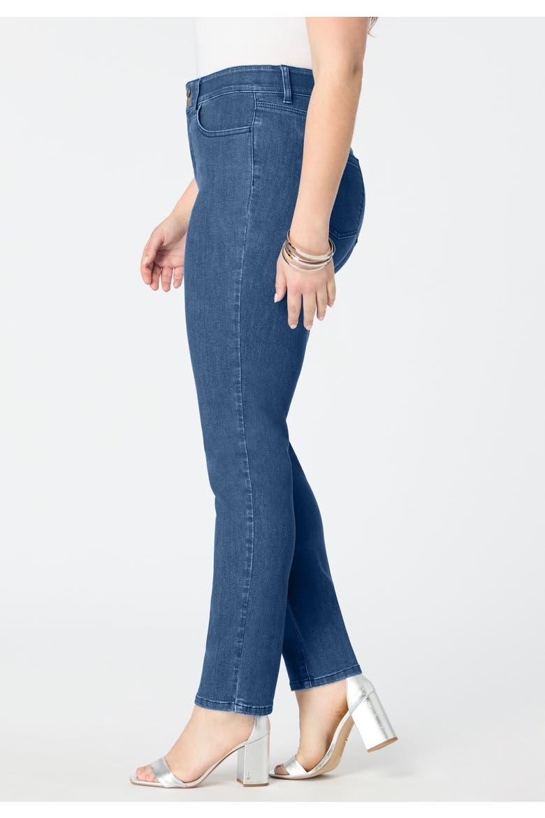 Plus Size High Rise Tummy Control Straight Leg Jeans, Alternate, color, MEDIUM WASH