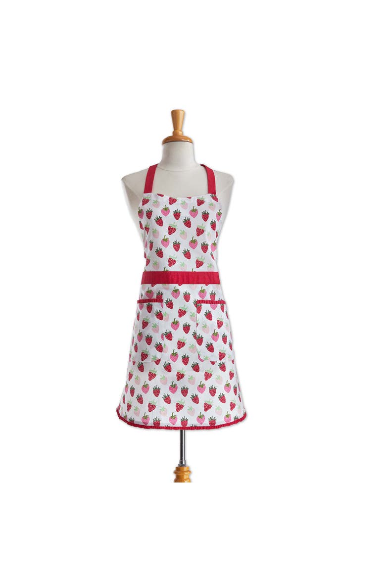 Strawberries Apron Pink Cotton Everyday, Alternate, color, Pink