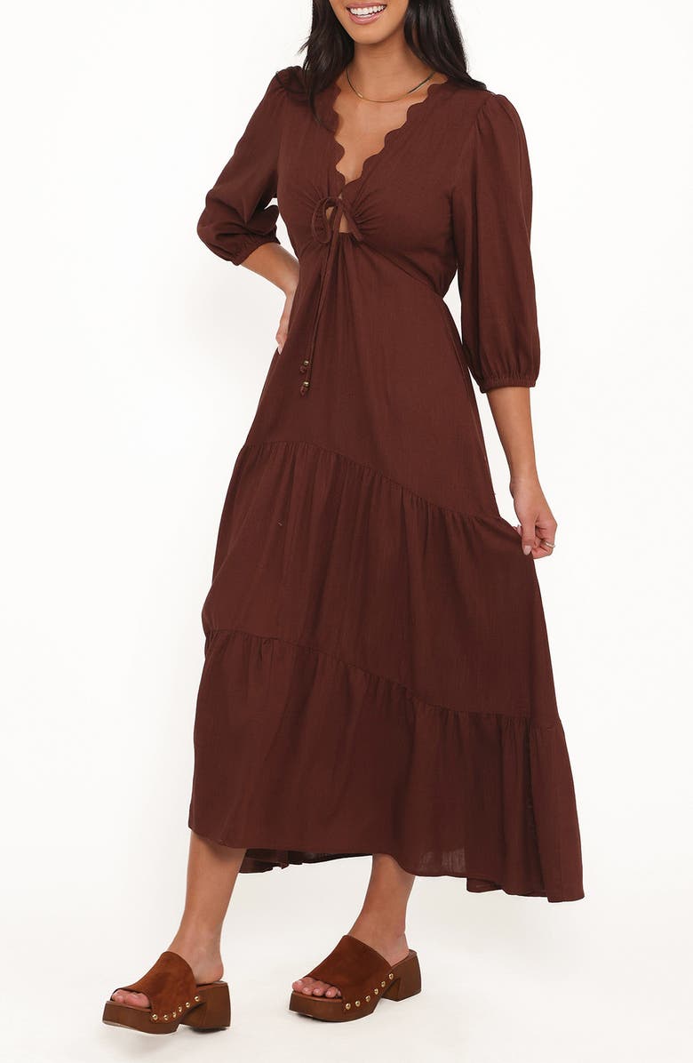 Petal & Pup Eleonara Midi Dress, Alternate, color, Chocolate