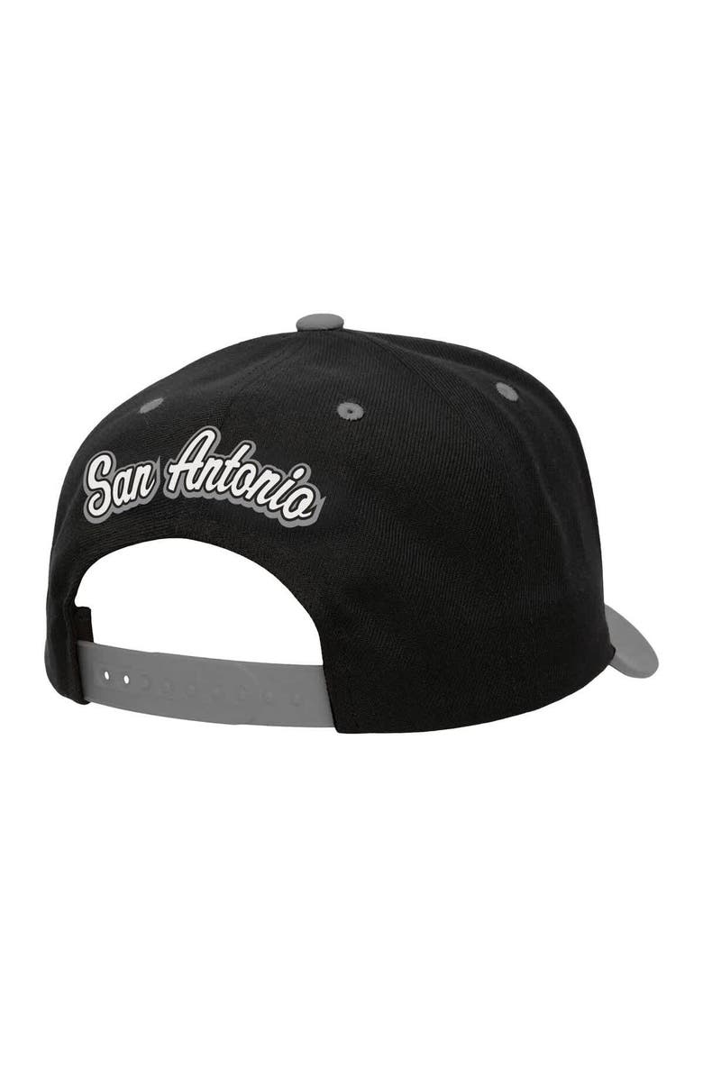 Mitchell & Ness Men's Mitchell & Ness Black/Silver San Antonio Spurs Backside Script 2-Tone Pro Crown Adjustable Hat, Alternate, color, Black