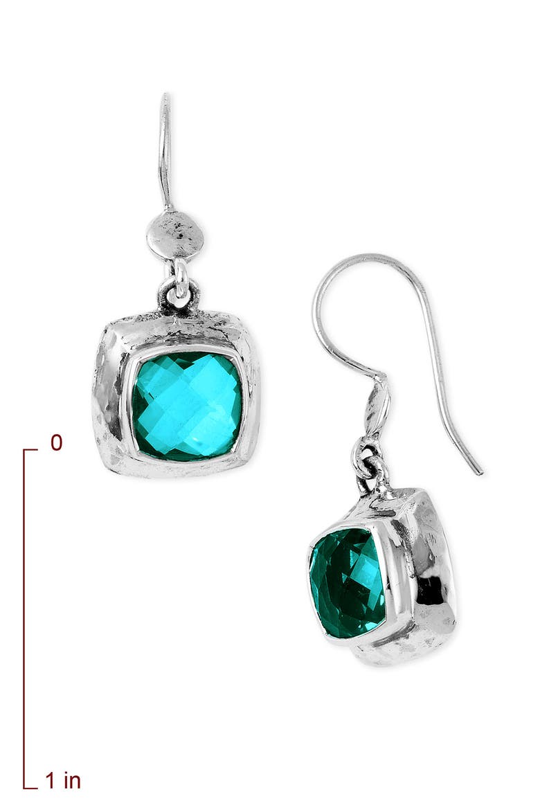 Cushion Drop Earrings, Alternate, color, AQUA BLUE QUARTZ