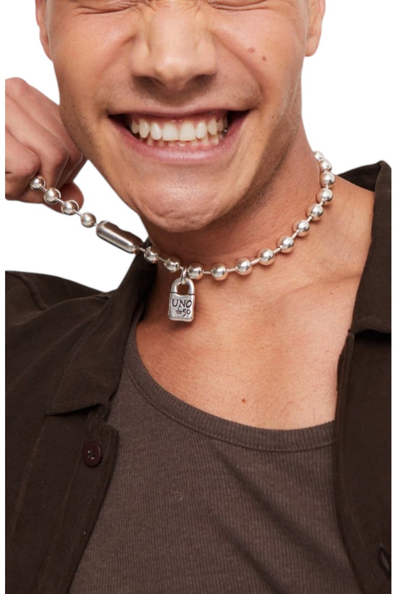 Sterling silver-plated bead necklace, Alternate, color, Silver