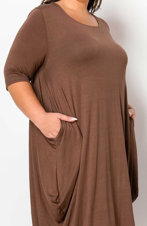 L I V D Evelyn Bubble Hem Jersey Midi Dress In Tobacco Dark