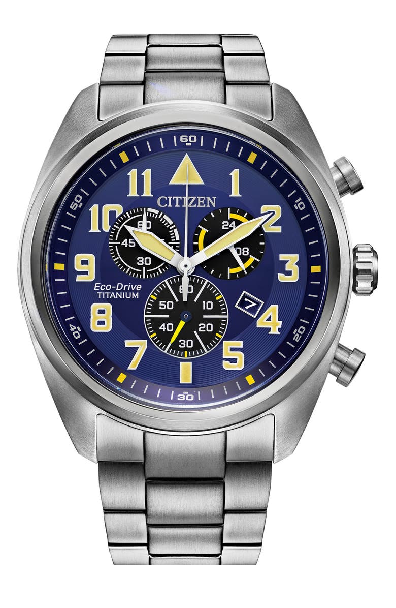 Citizen Eco-Drive Titanium Chronograph Watch, 44mm, Main, color, 