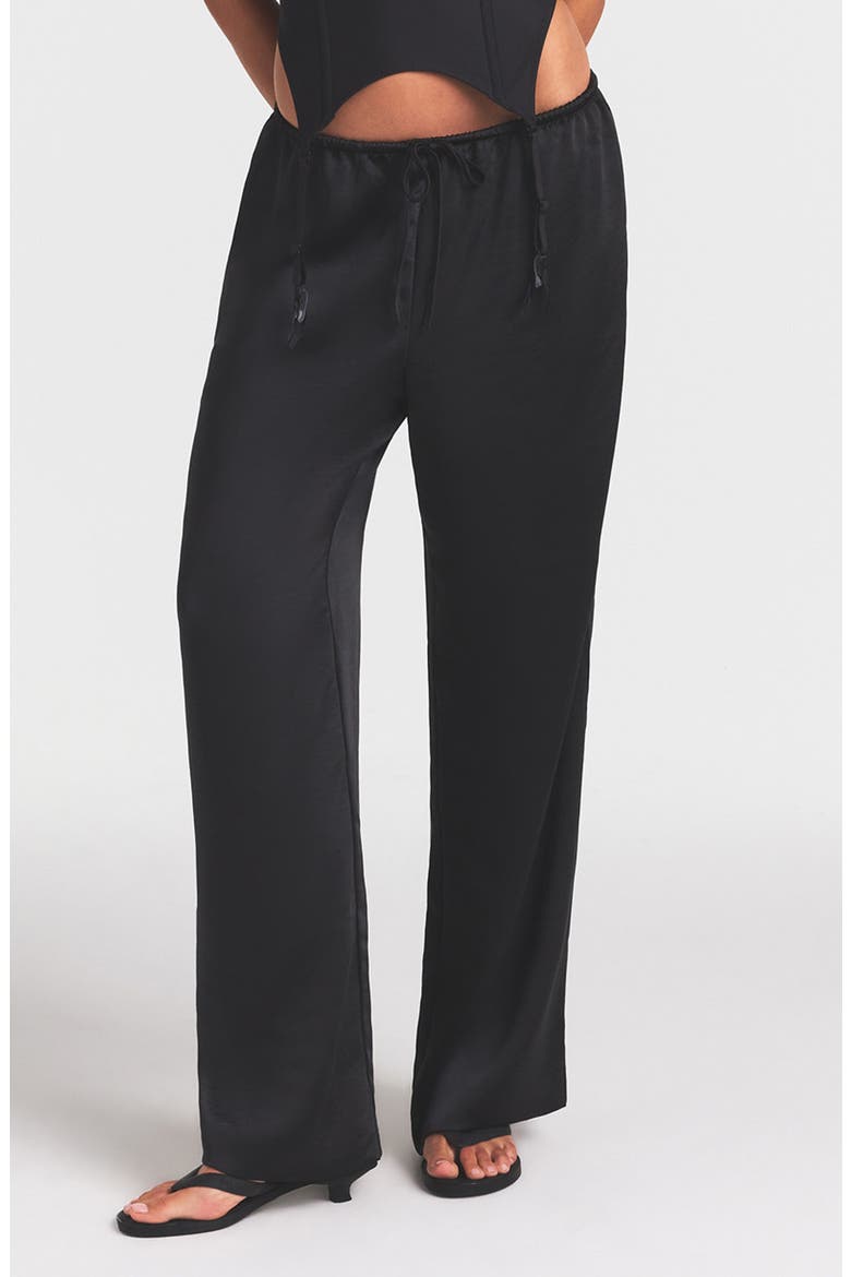 Lightweight Satin Straight Leg Pants, Main, color, OBSIDIAN