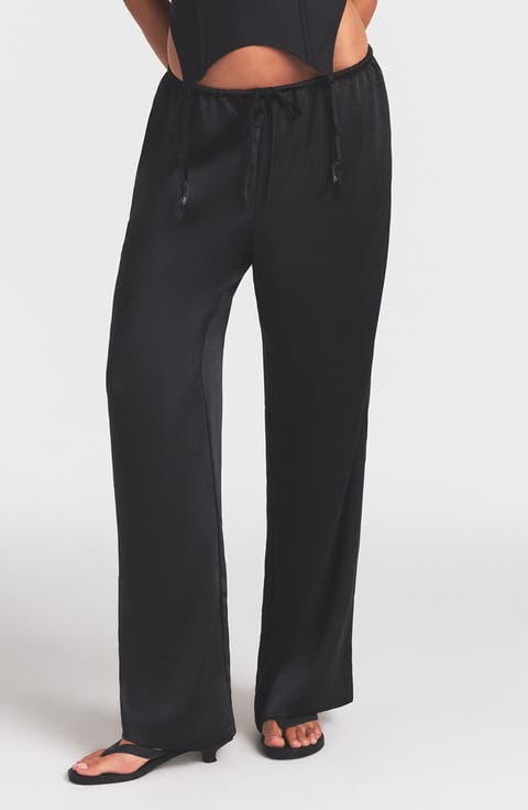Lightweight Satin Straight Leg Pants (Regular & Plus)