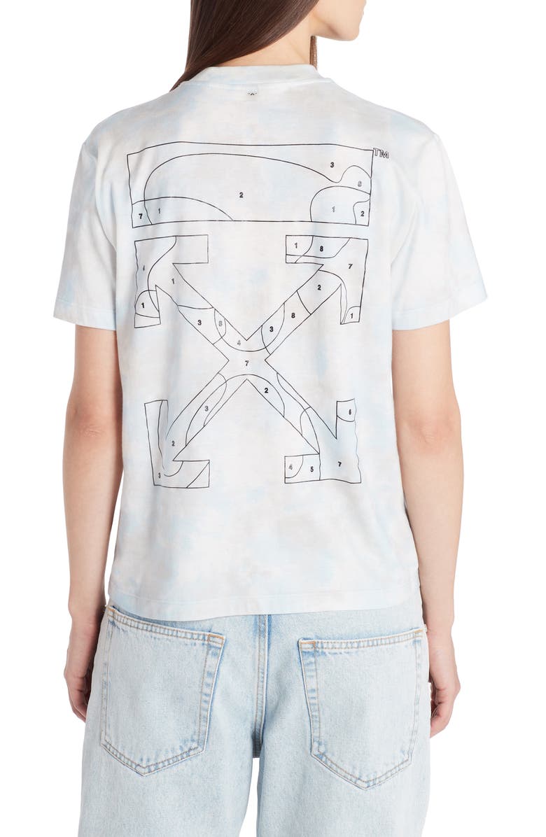 Off-White Puzzle Arrow Logo Tie Dye Cotton Tee, Alternate, color,