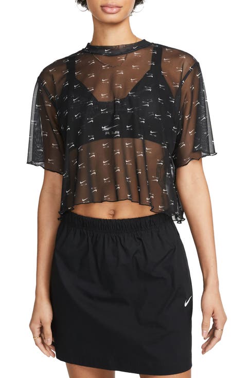 Air Print Mesh Crop Top