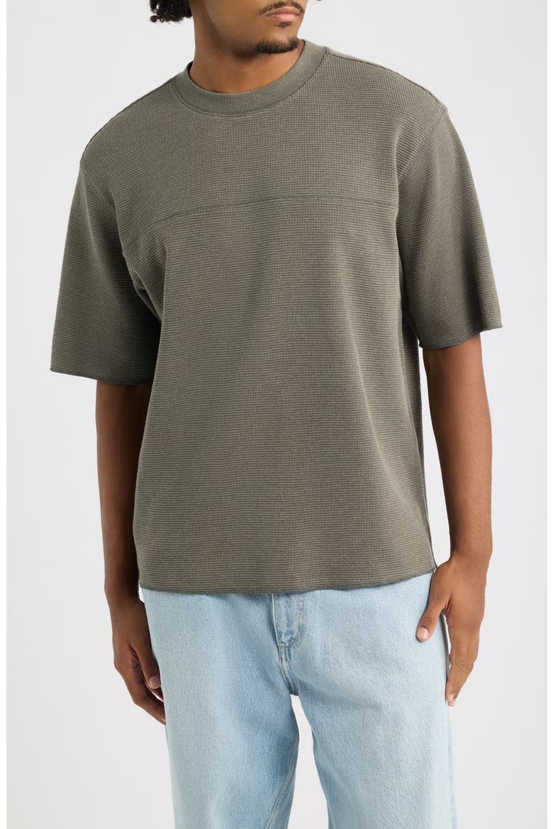 Oversize Cotton Blend Waffle T-Shirt, Main, color, GREY WINTER