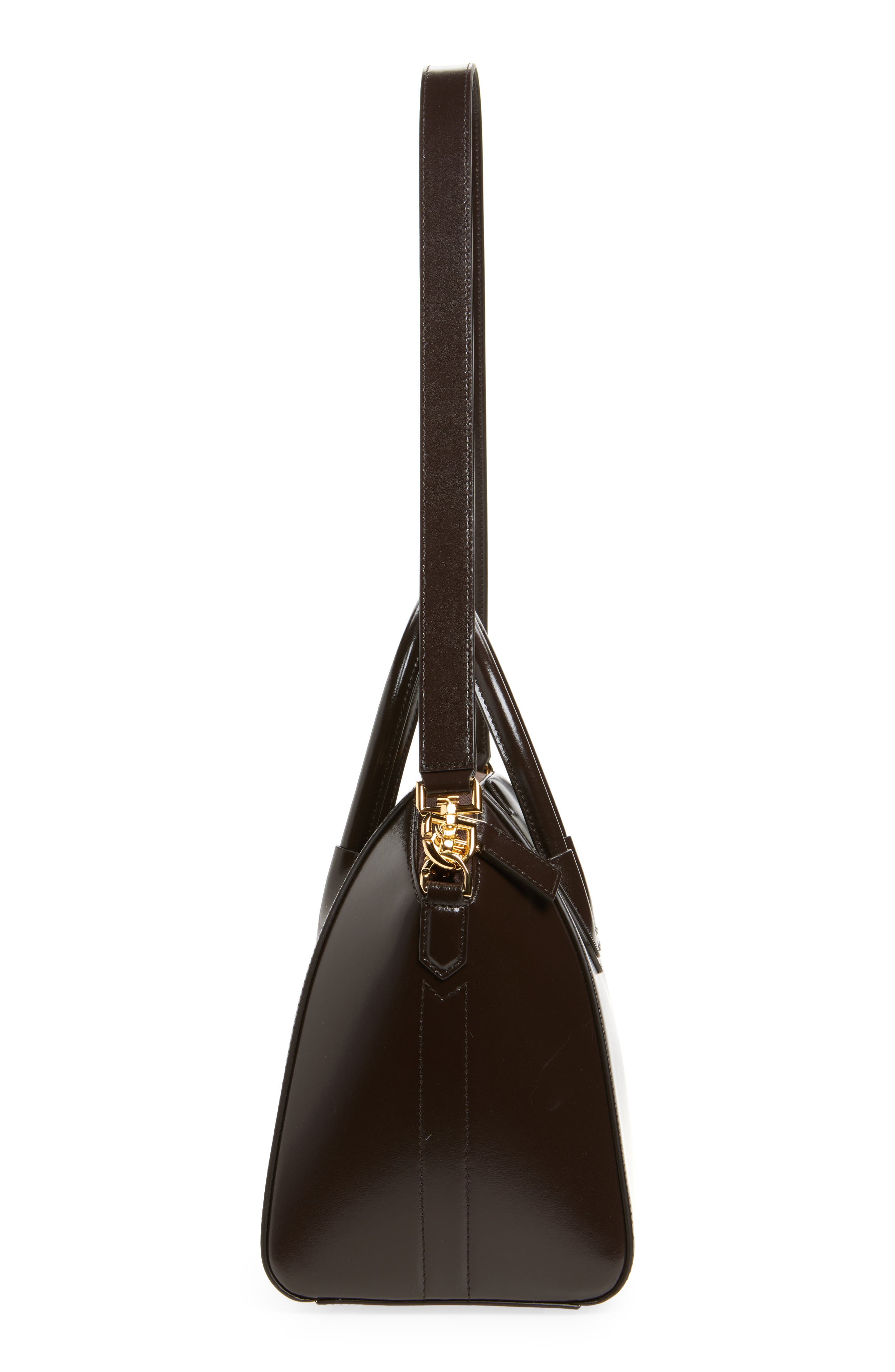 Givenchy Small Antigona Leather Satchel, Alternate, color, Chocolate