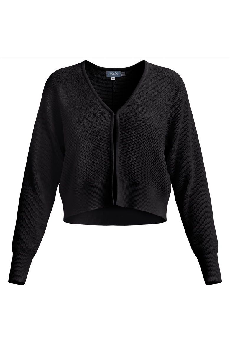 Parallel Line Textured Stripe Cropped Knit Cardigan, Main, color, Black