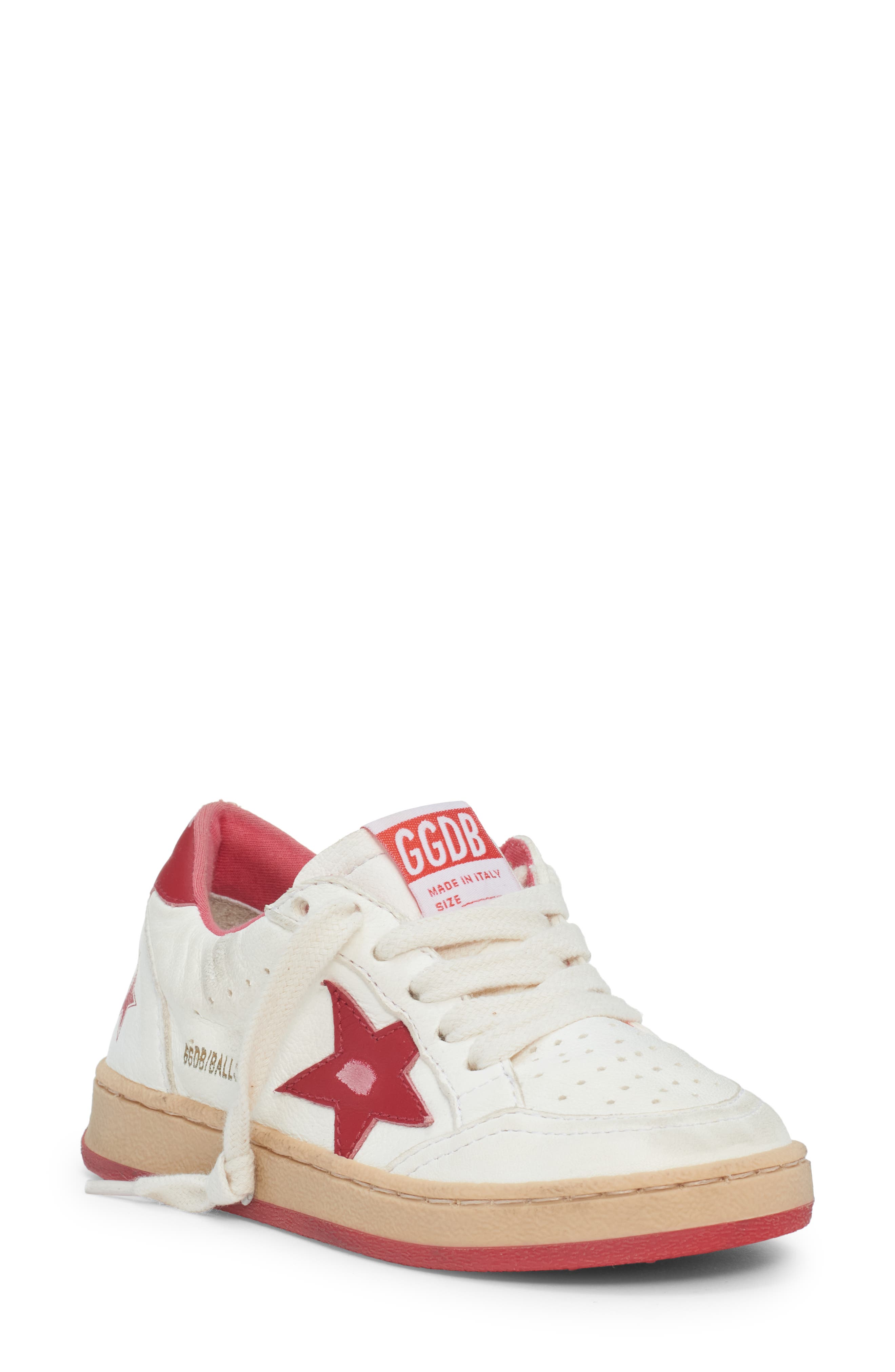 Golden Goose Kids' Ball Star Lace-Up Leather Sneaker, Main, color, 