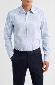 Extratrim Fit Non-Iron Stripe Cotton Dress Shirt