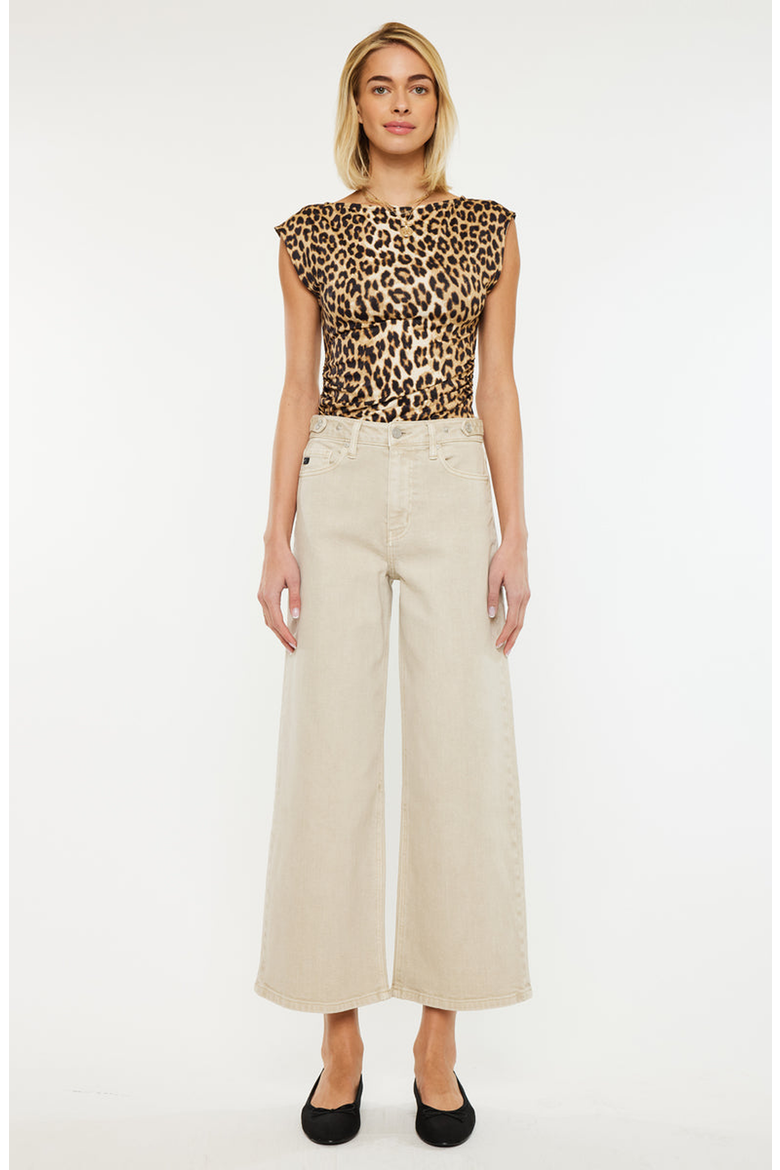 Calla Ultra High Rise Cropped Wide Leg Jeans, Main, color, Taupe