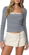 EDIKTED Stripe Long Sleeve Shirt