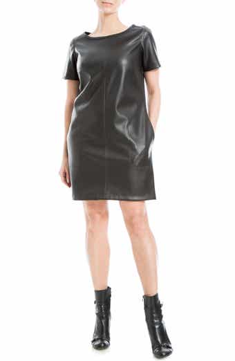 Short Sleeve Faux Leather Dress