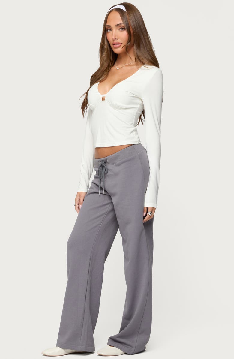 EDIKTED Lovisa Crop Cotton Blend Top, Alternate, color, White