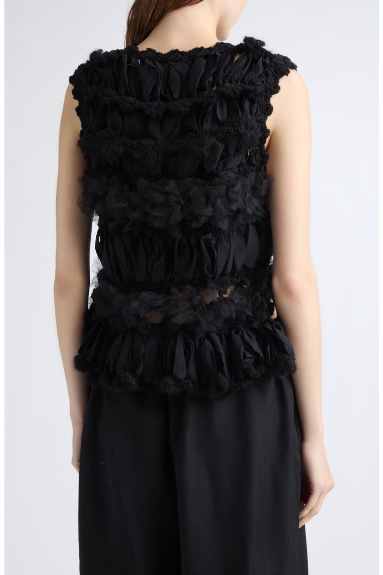 Hairpin Lace Crochet Sleeveless Top, Alternate, color, BLACK