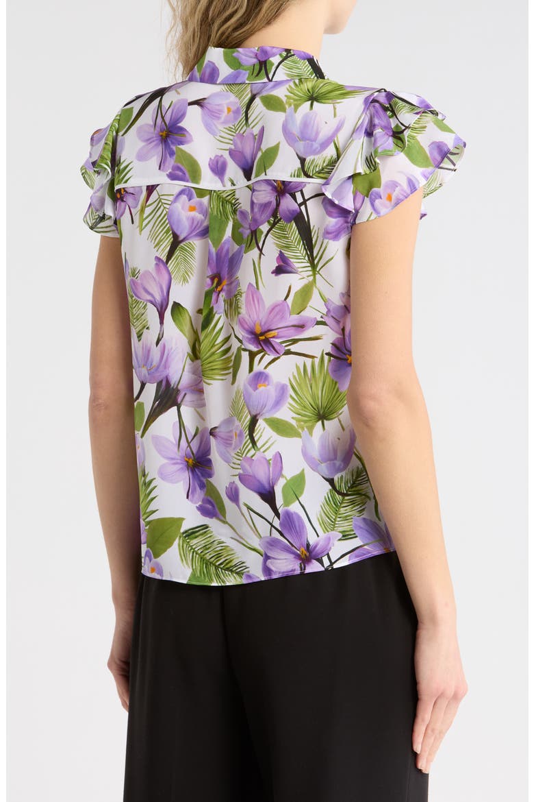 Ziggy Ruffle Cap Sleeve Top, Alternate, color, FLORAL PALM CREAM