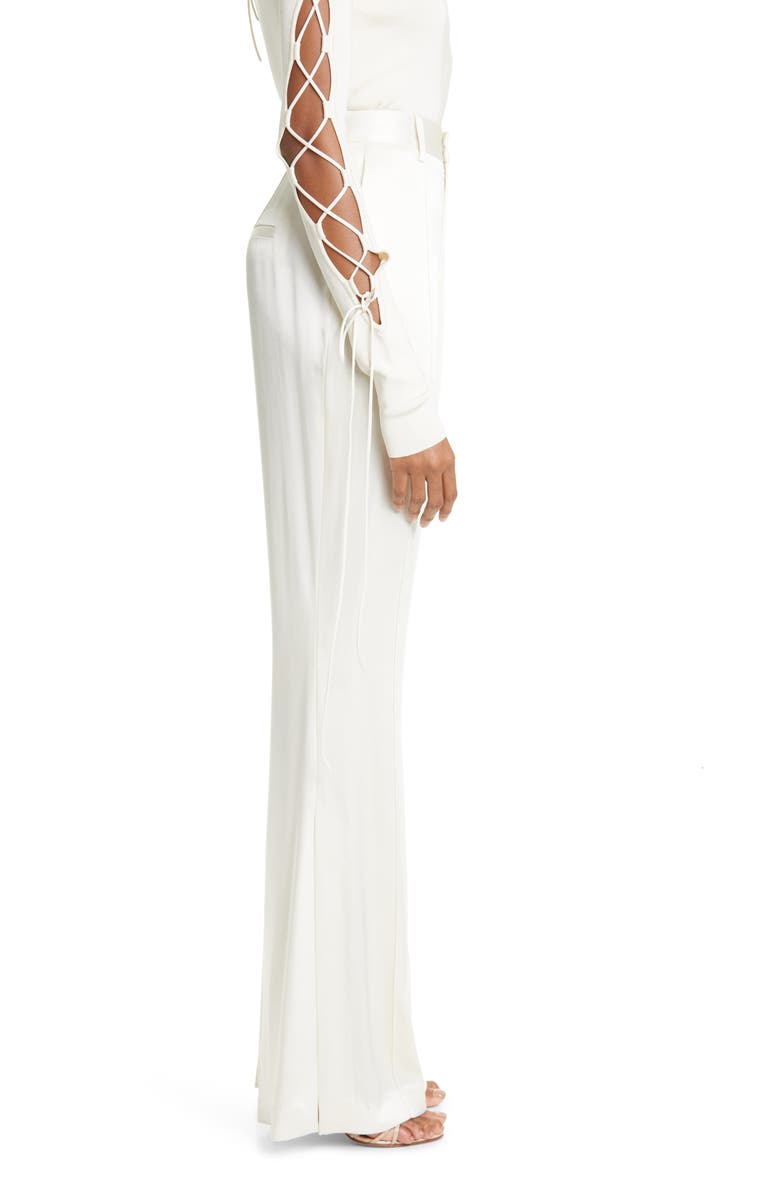 LAPOINTE High Waist Double Face Satin Flare Trousers, Alternate, color, Cream