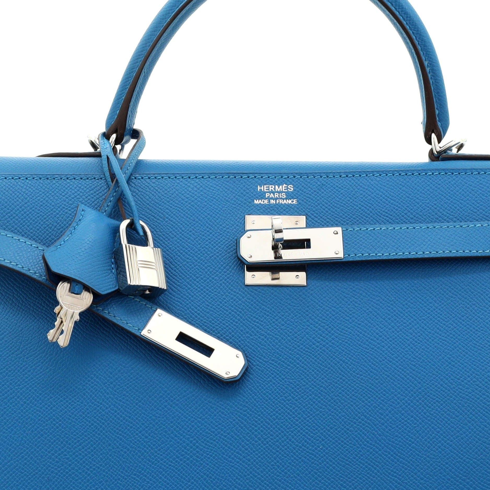 Pre-Owned Hermes Kelly Handbag Blue Epsom with Palladium Hardware 35, Alternate, color, 