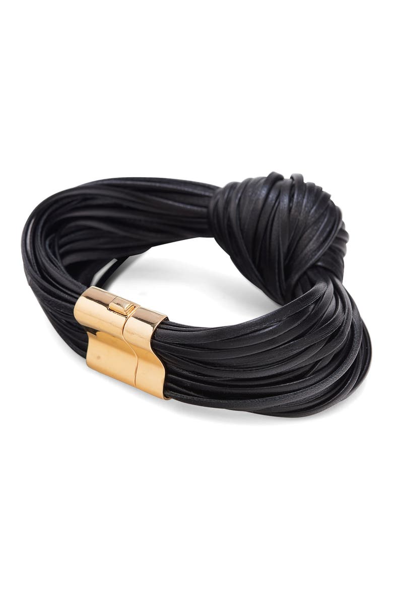 Knotted Leather Bracelet, Alternate, color, 1000 NERO