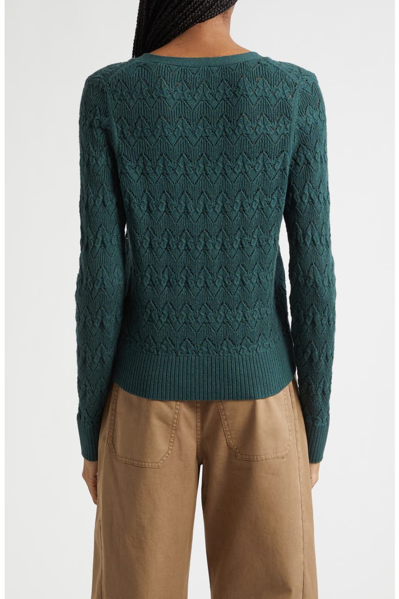Elysia Pointelle Cotton & Cashmere Cardigan, Alternate, color, PINE