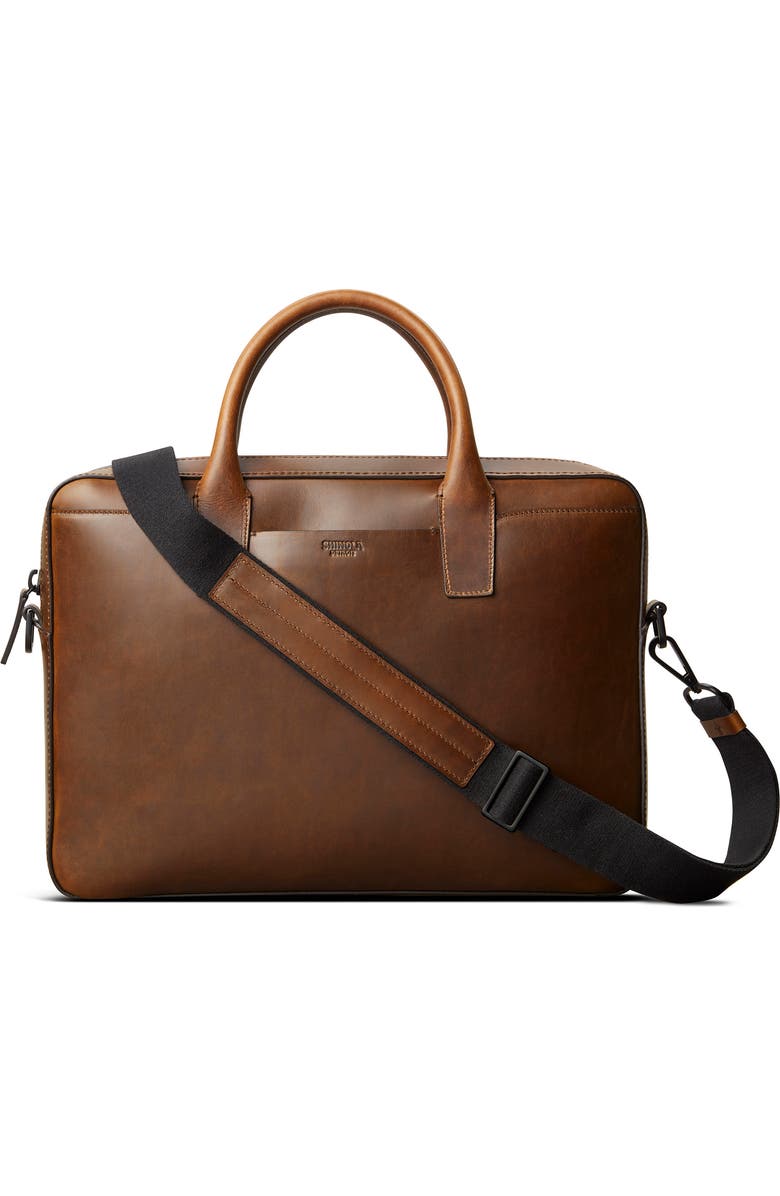 Shinola Fulton Navigator Leather Briefcase, Main, color,
