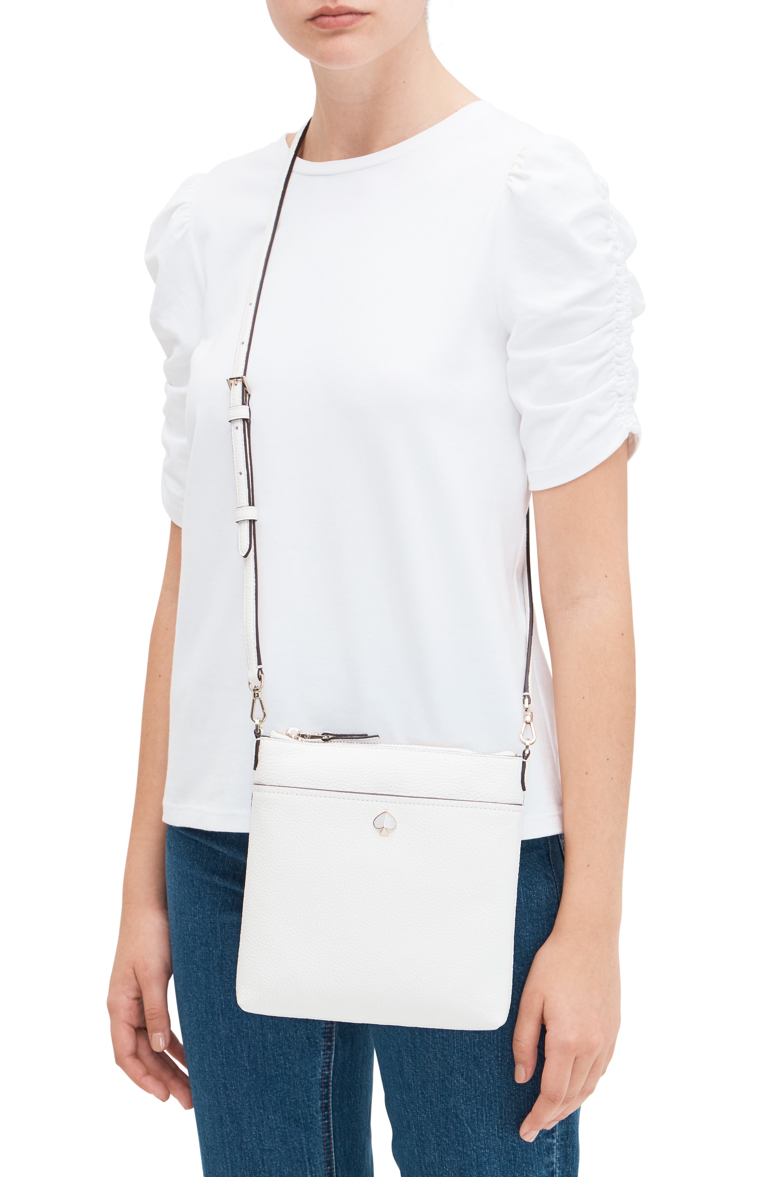 small polly leather crossbody bag, Alternate, color, OPTIC WHITE