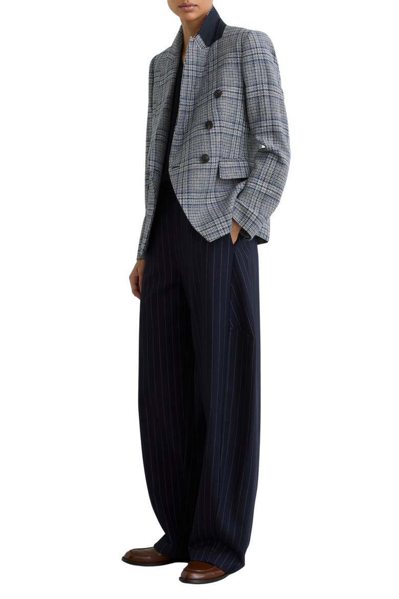 Larissa Plaid Double Breasted Jacket, Alternate, color, NAVY CHECK