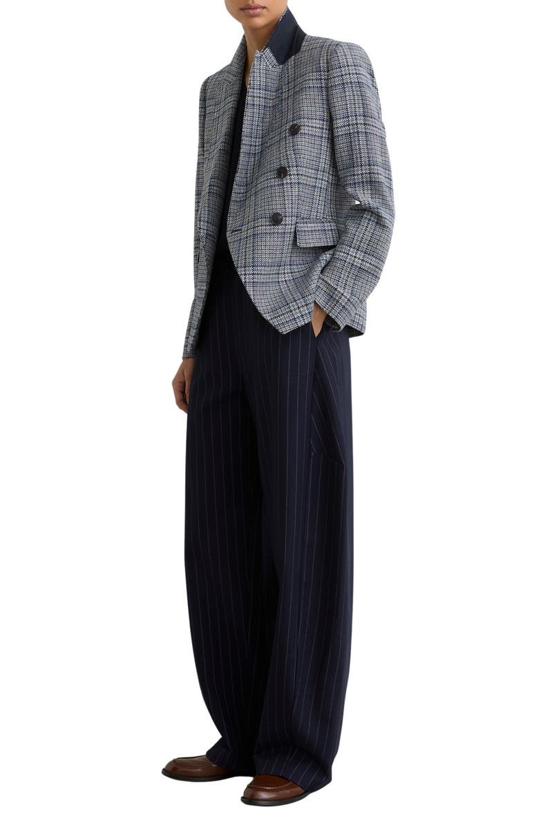 Reiss Larissa Plaid Double Breasted Jacket, Alternate, color, Navy Check